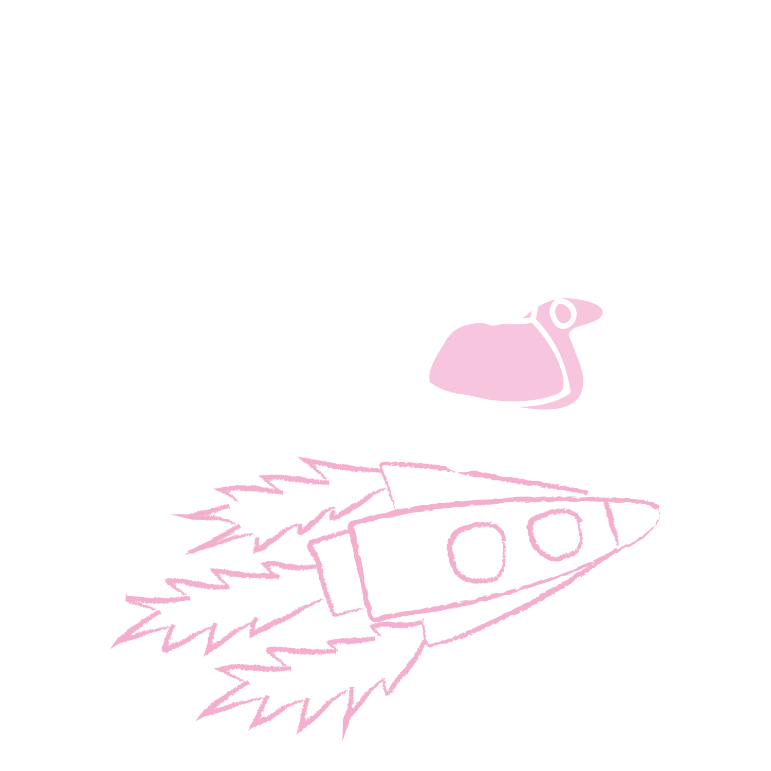 Dessin d'une enfant debout sur une fusée